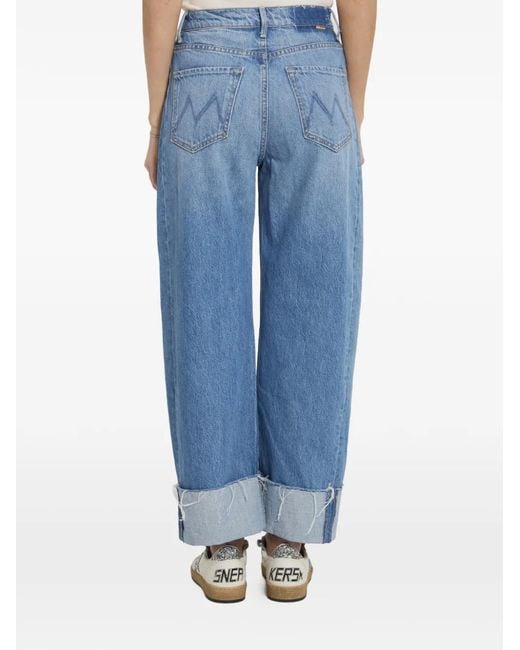 Mother Blue The Half-Pipe Ankle Cuff Fray Cotton Jeans