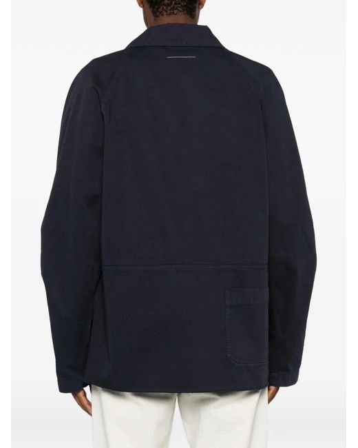 MM6 by Maison Margiela Blue Concealed-Fastening Patch-Pocket Shirt Jacket for men