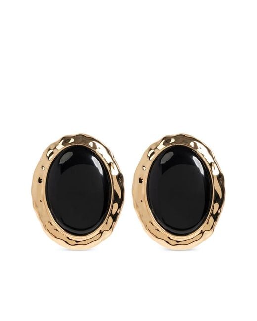 Self-Portrait Black Stone-Inlay Earrings