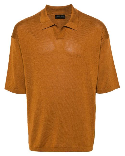 Roberto Collina Brown Knitted Polo Shirt for men