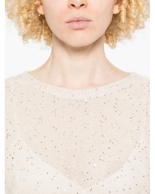 Antonelli White Zagara Sequin-Embellished Top