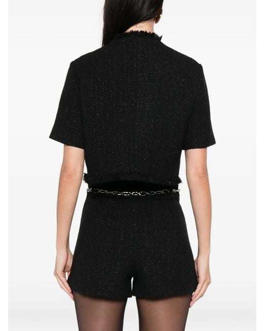 Maje Black Short Shiny Tweed Jacket