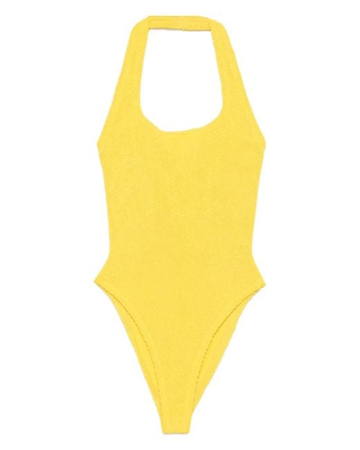 Bañador Sandy con cuello halter Hunza G de color Yellow