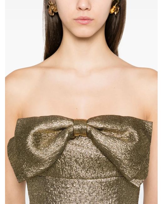 Self-Portrait Brown Metallic Mini Dress