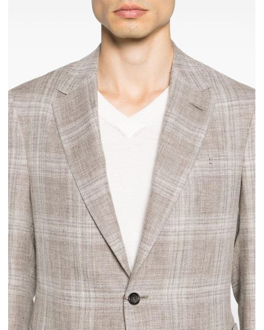 Canali Gray Checked Single-breasted Blazer for men