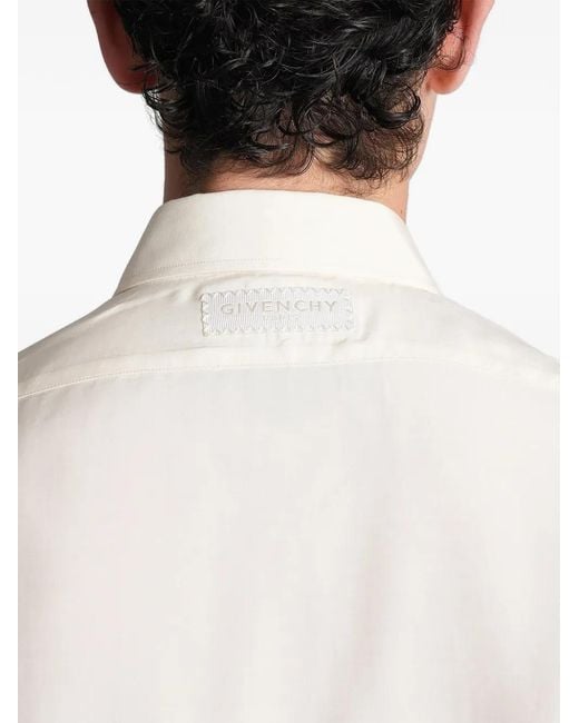 Givenchy White Long-Sleeve Silk Tuxedo Shirt for men