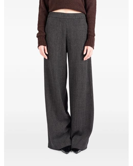 Societe Anonyme Black Prince Of Wales Check Wool Trousers