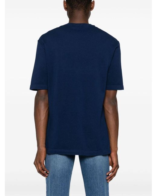 Zegna Blue Piqué Cotton T-shirt for men
