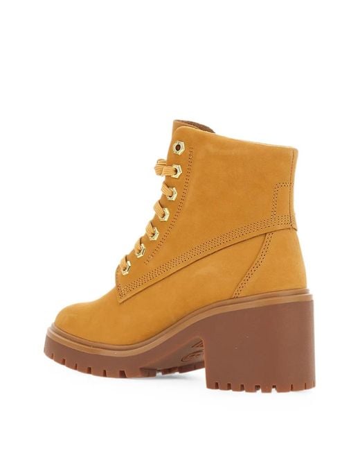 Timberland Brown Lace-Up Logo-Debossed Ankle Boots