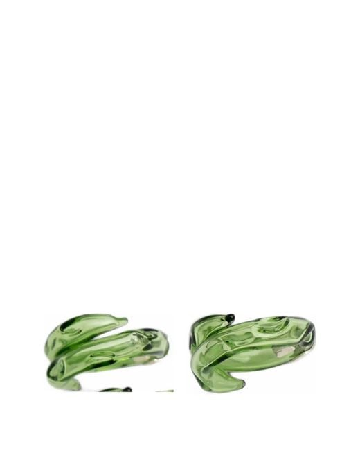 Salvárea Green Remolino Swirl-Design Earrings