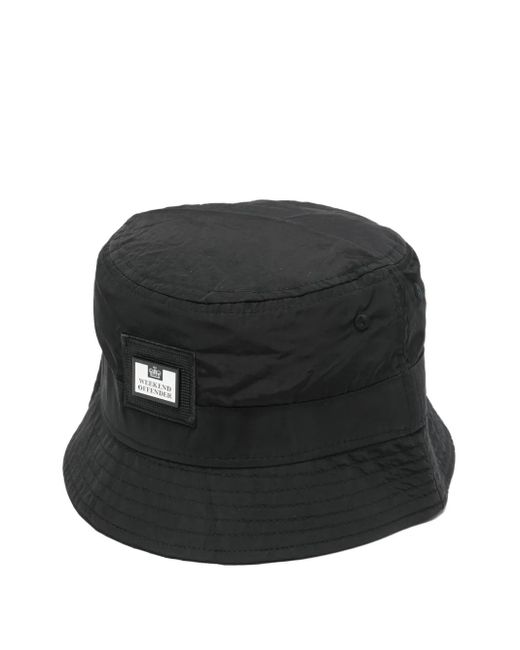 Weekend Offender Black Logo-Patch Bucket Hat for men