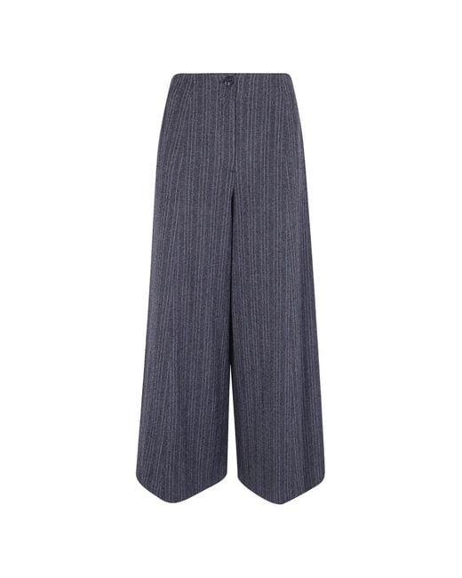 Paul Smith Blue Pinstripe Wide-Leg Trousers