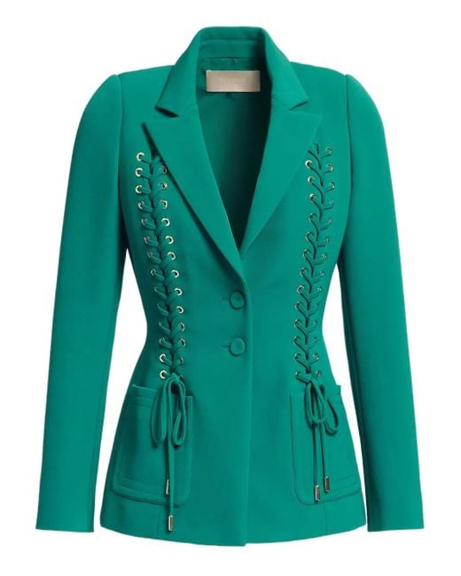 Elie Saab Green Lace-Up Blazer