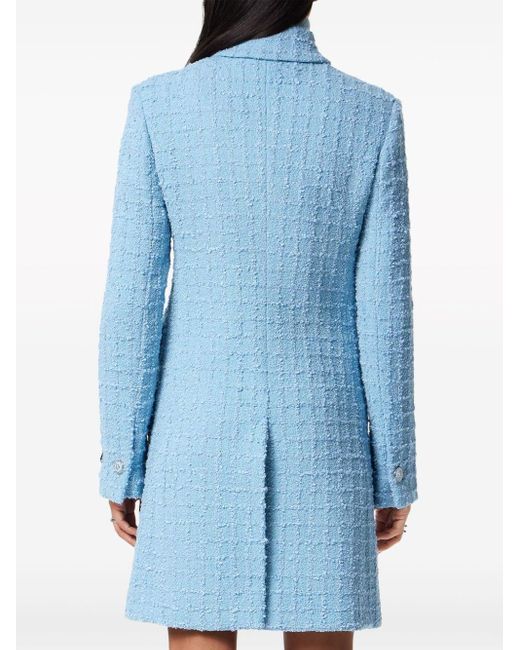 Versace Blue Doppelreihiger Tweed-Mantel