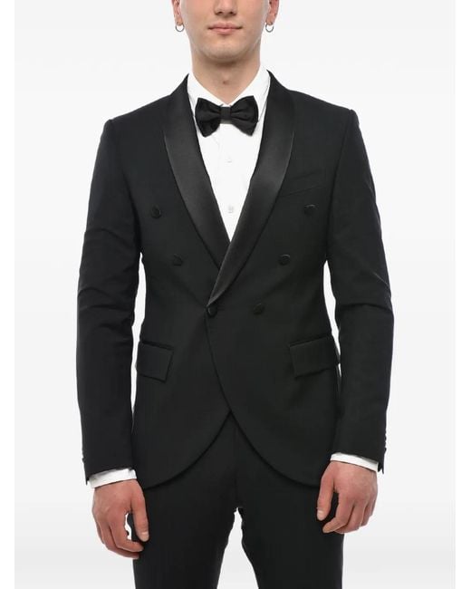 Corneliani Black Double-Breasted Shawl-Lapel Suit for men