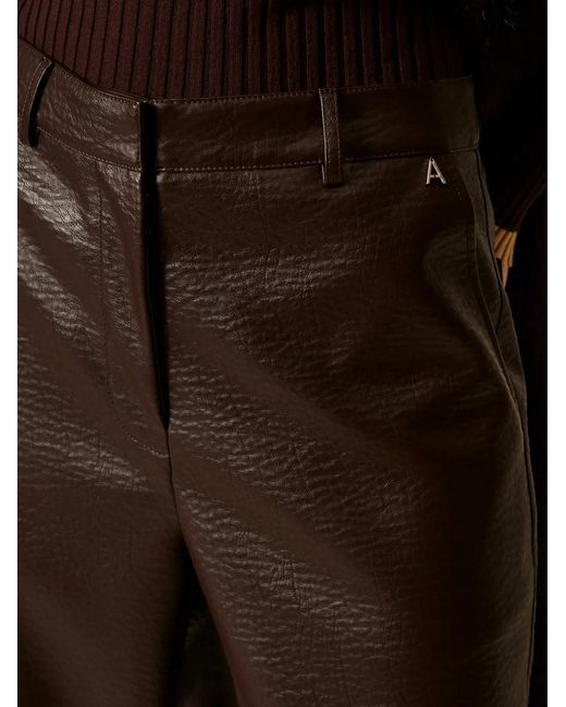 Twinset Brown Wide Faux-Leather Trousers