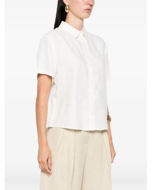 Samsøe & Samsøe White Button-Down Linen Top