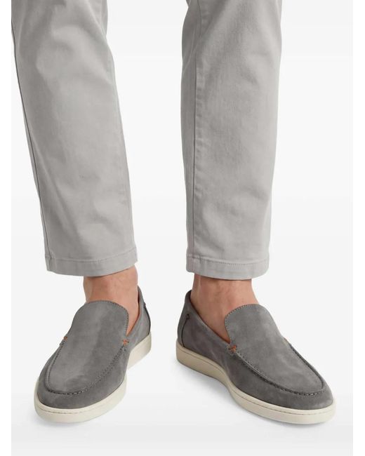 Santoni Gray Gradient-Effect Suede Loafers for men