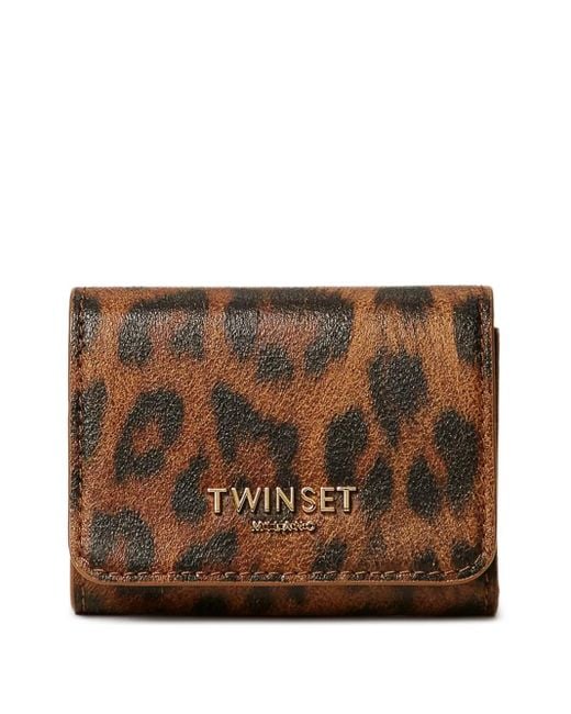 Twinset Brown Leopard-Print Wallet