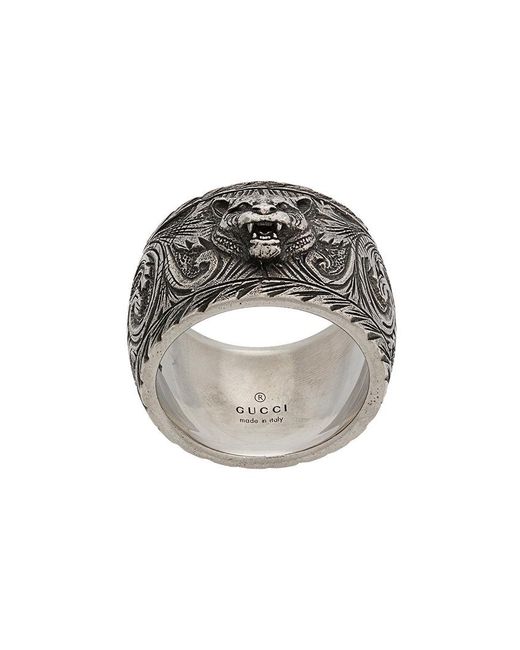 Gucci Metallic Feline Head Ring for men