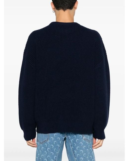 MARINE SERRE Blue Logo-Patch Sweater