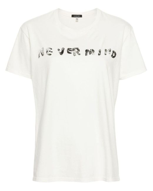R13 White Nevermind-print Cotton T-shirt