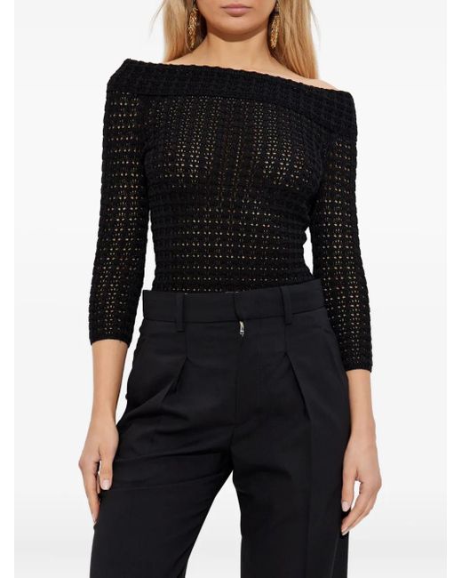 Isabel Marant Black Off-Shoulder Knitted Top