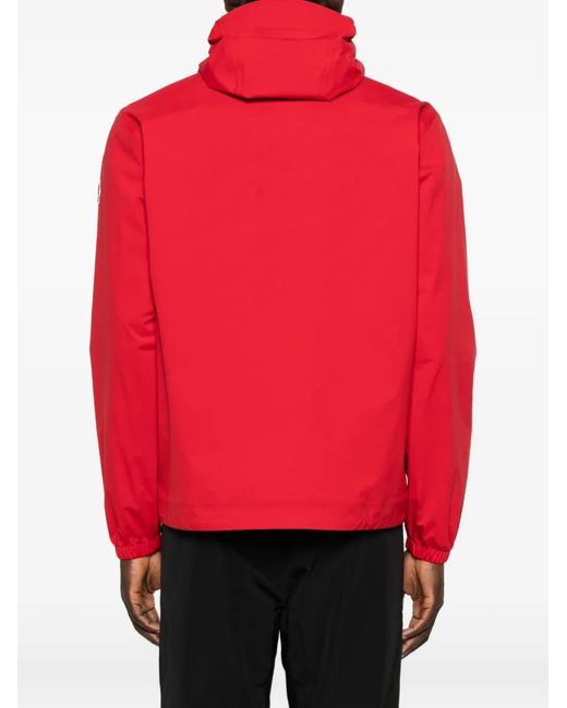 Moncler Red Hooded Zip Jacket for men