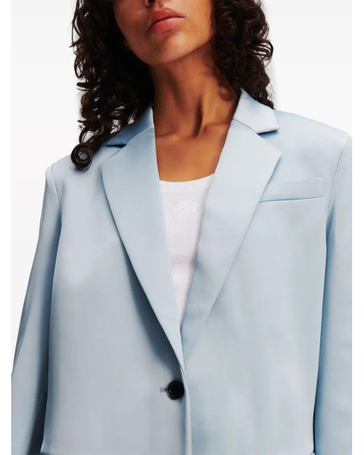 Karl Lagerfeld Blue Satin Tailored Blazer