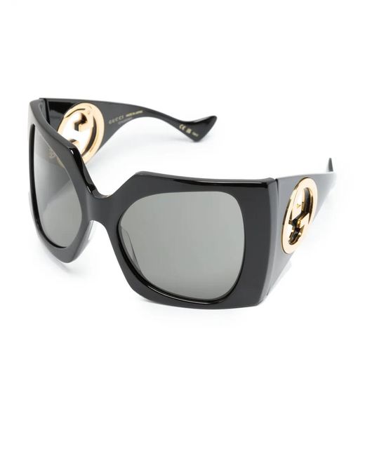 Gucci Gray Interlocking G Square-Frame Sunglasses