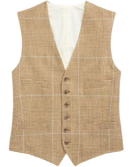 Polo Ralph Lauren Natural Glenplaid Checked Waistcoat for men