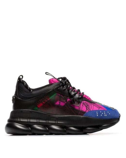 Versace Black And Multicoloured Chain Reaction Sneakers for men