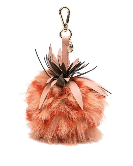 Fendi Orange Leather Keychain