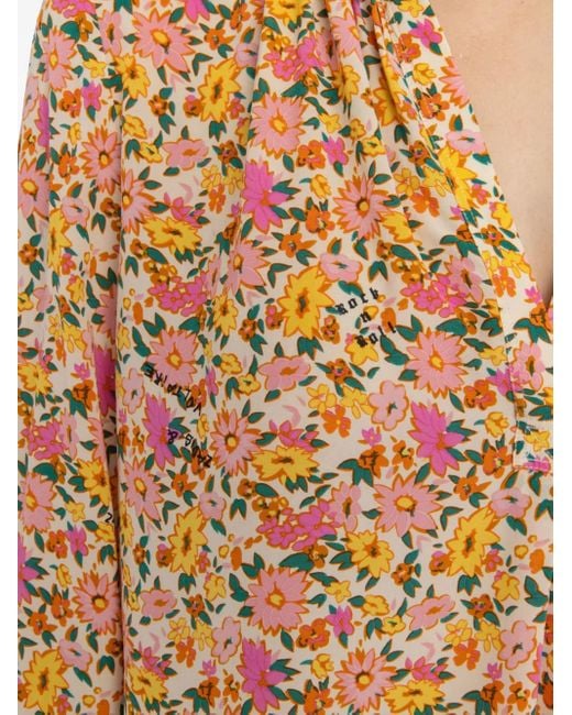 Zadig & Voltaire White Tink Floral-Print V-Neck Tunic Top
