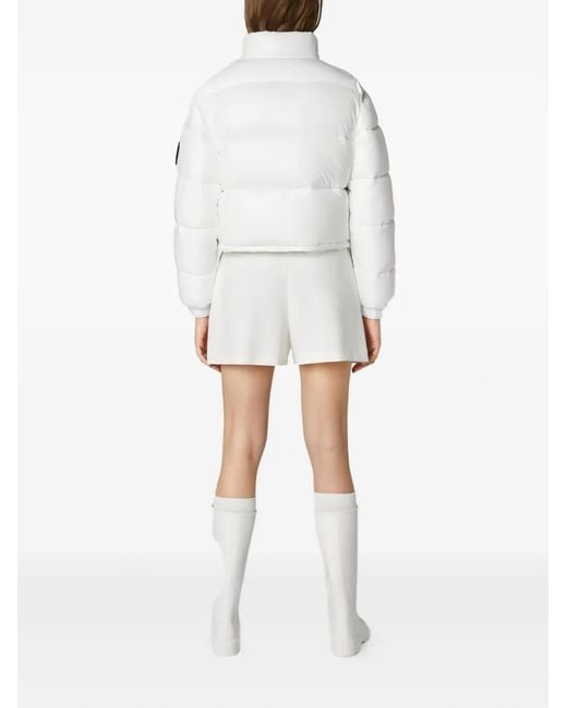 Save The Duck White Logo-Patch Padded Jacket