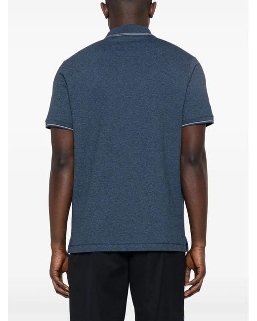 Paul & Shark Blue Logo-Patch Cotton Polo Shirt for men