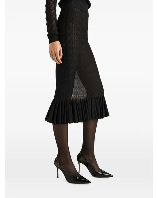 Dolce & Gabbana Black Lace-Stitch Knit Skirt