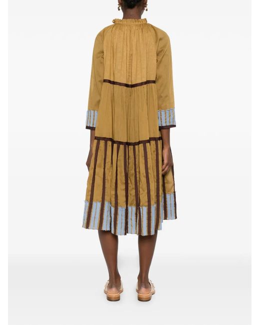 Niu Metallic Robe Mi-Longue À Volants Superposés