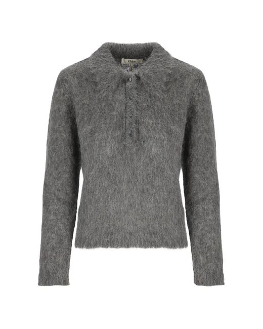 Chloé Gray Wool Polo Shirt