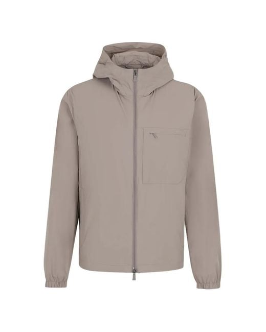 Herno Gray Hooded Zip Jacket for men