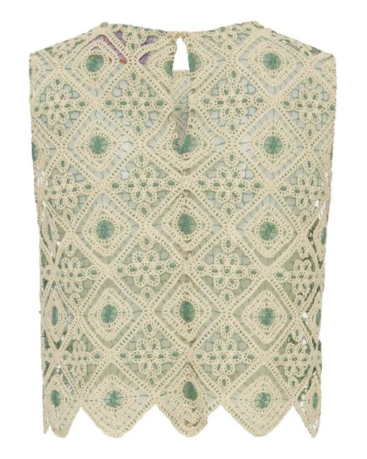 LaDoubleJ Natural Aria Macramé Cropped Blouse
