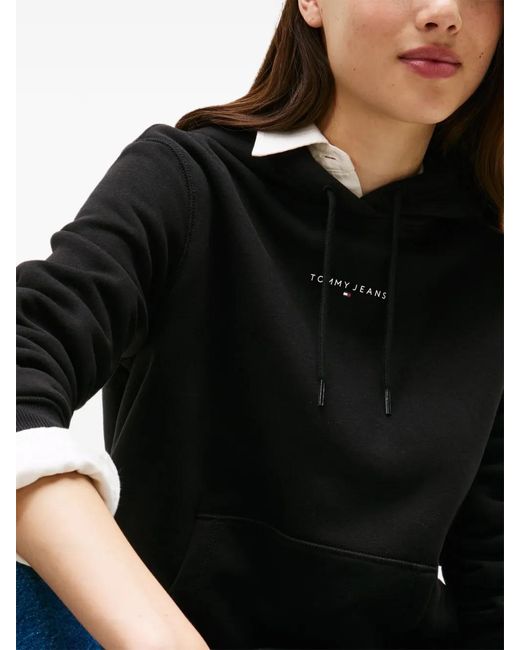 Tommy Hilfiger Black Logo-Print Drawstring Hoodie