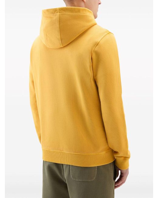 Woolrich Yellow Logo-print Cotton Hoodie for men