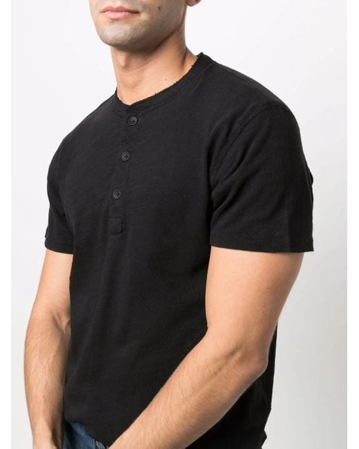 Rag & Bone Black Short-Sleeve Henley T-Shirt for men