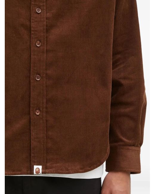 A Bathing Ape Brown Corduroy Button-Down Shirt for men