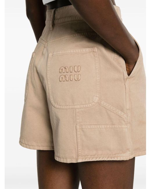 Miu Miu Natural Shorts mit hohem Bund