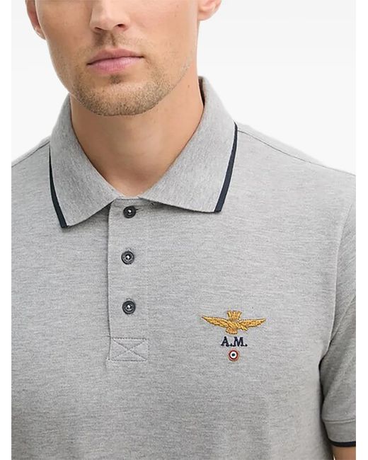 Aeronautica Militare Gray Polo À Broderies for men