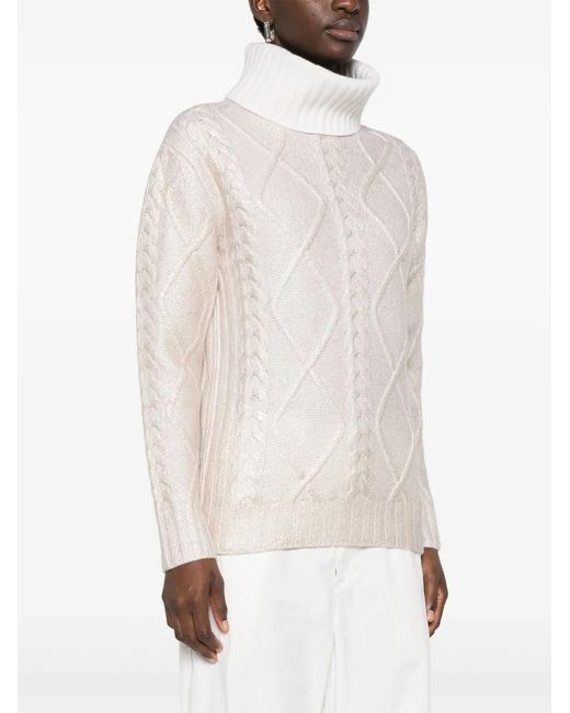 Herno White Lamé-Effect Sweater