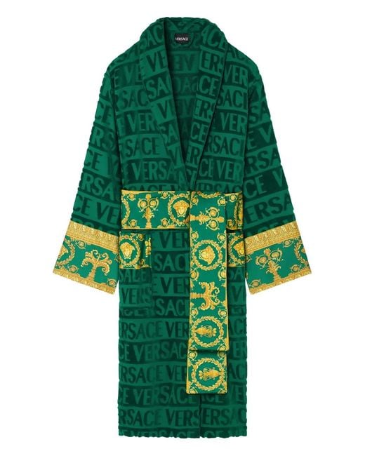 Versace Green Logo Baroque Bathrobe