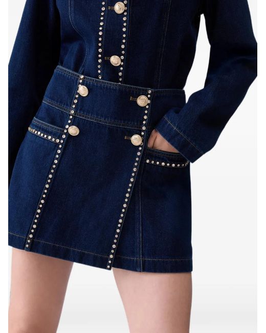 Liu Jo Blue Skirt-Pants With Rhinestones